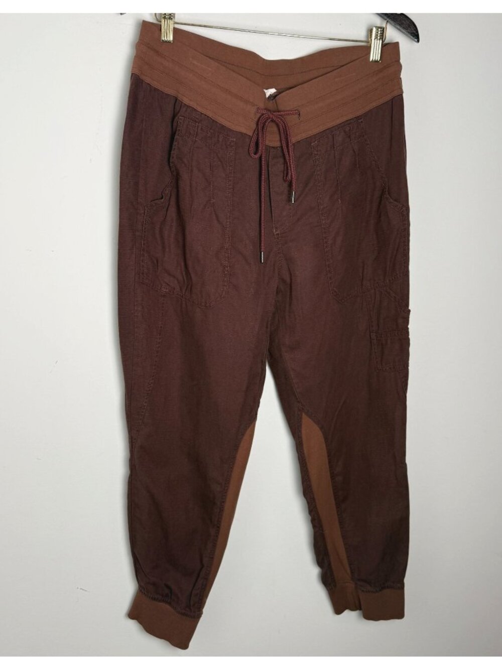 Anthropologie The Nomad High Waisted Jogger Linen Blend Brown L Hippie Gorpcore - Picture 4 of 11